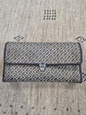 Talbots Patterned Wallet Clutch in Brown and Cream